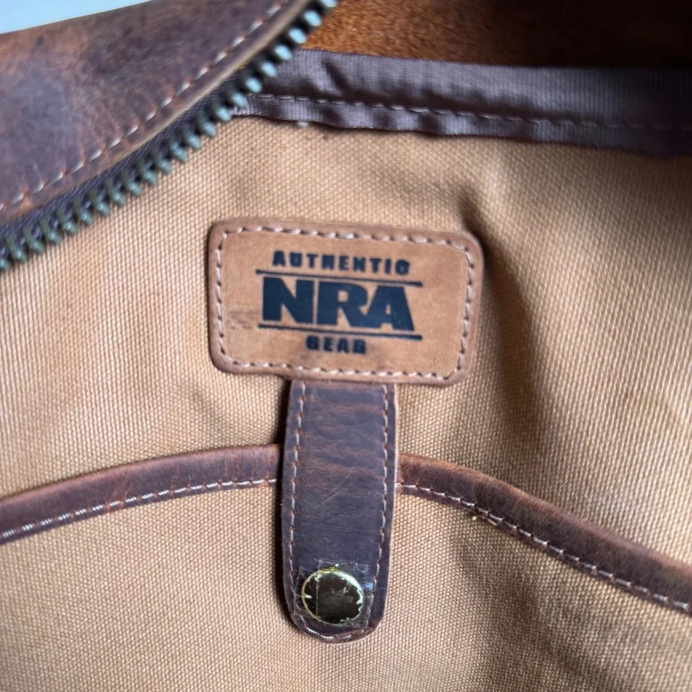 Authentic Vtg Heavy Leather NRA Expedition Gear Range Safari Bag 16x11x4